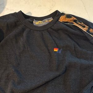 Aviator Nation Black Tee with Rainbow Accent